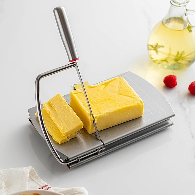 Multipurpose Cheese Slicers, Stainless Steel Cheese Cutter with Blade for Block Cheese, silver