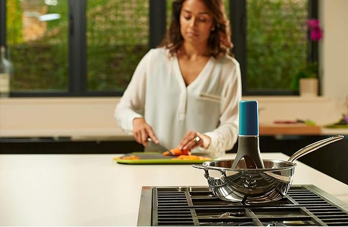 Uutensil Stirr Plus - Automatic Pan Stirrer with Timer - Includes USB Charging Cradle - Teal x Grey