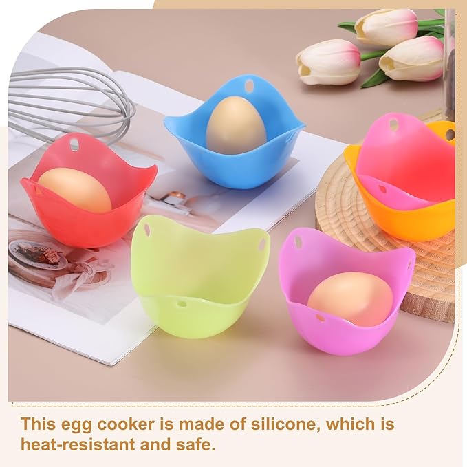 uxcell 4 Pack Egg Poacher, Nonstick Silicone Egg Poacher Cups Poached Cups Kitchen Breakfast Gadget for Microwave Air Fryer Stove Top Cooking Boiled Poached, Purple