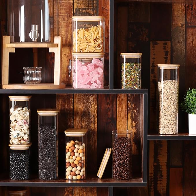 Tzerotone 68oz Glass Storage Containers Set of 3 with Lids, Ideal for Pasta, Pickles, Rice, Chia Pudding, Coffee, Spices, Snacks - Tall Jars, Yogurt & Meal Prep Containers for Kitchen Organization