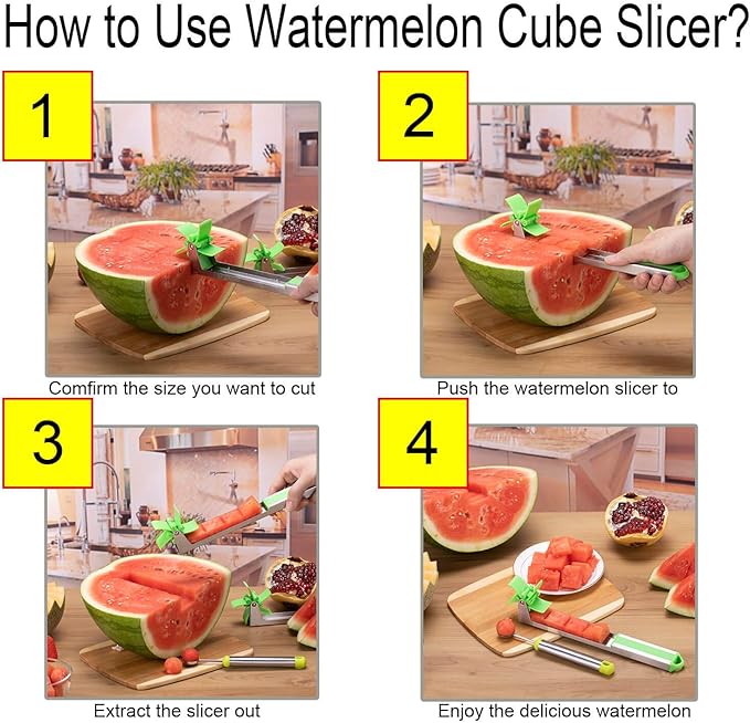 Watermelon Windmill Cutter Slicer, YIDADA Stainless Steel Shape Fruit Tools Quickly Cut Tool Kitchen Gadgets with Melon Scoop