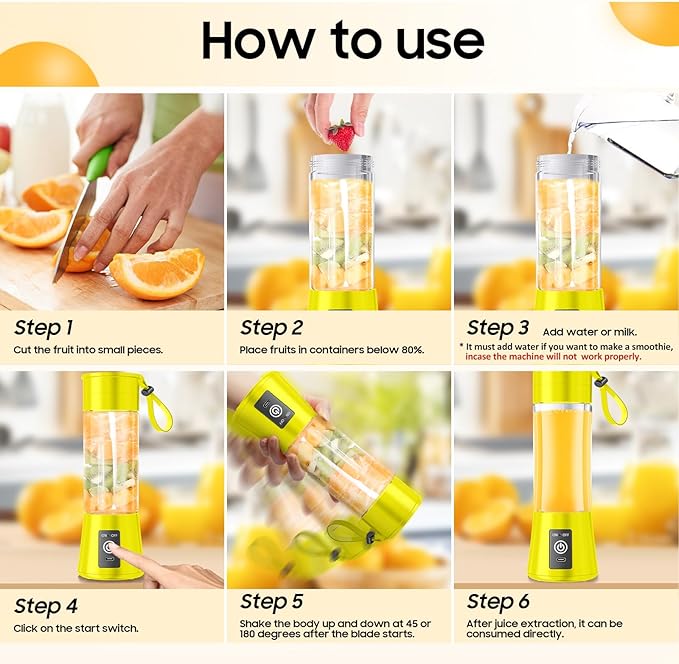 2026 Newly Upgraded Portable Smoothie Blender - Cordless Personal Blender Type-C Rechargeable, 13Oz Juice Cup BAP Free, 20,000Rpm Speed Powerful Blending, Freshly Squeezed in Sports/Office