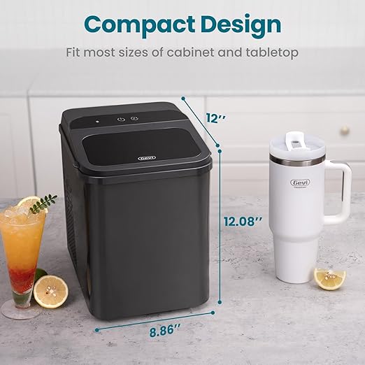 Gevi Nugget Ice Maker Countertop, Ready in 5 Mins, 35lbs Per Day, Auto-Cleaning, Sonic Ice Maker with Basket and Scoop, for Home/Party/RV/Camping