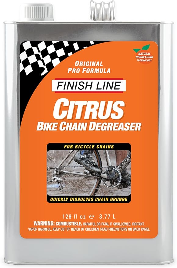 Finish Line Citrus Bike Degreaser – Biodegradable, Non-Toxic Formula with Orange Peel Extracts, Penetrates Deep and Dilutes for Versatile Cleaning, 1 Gallon