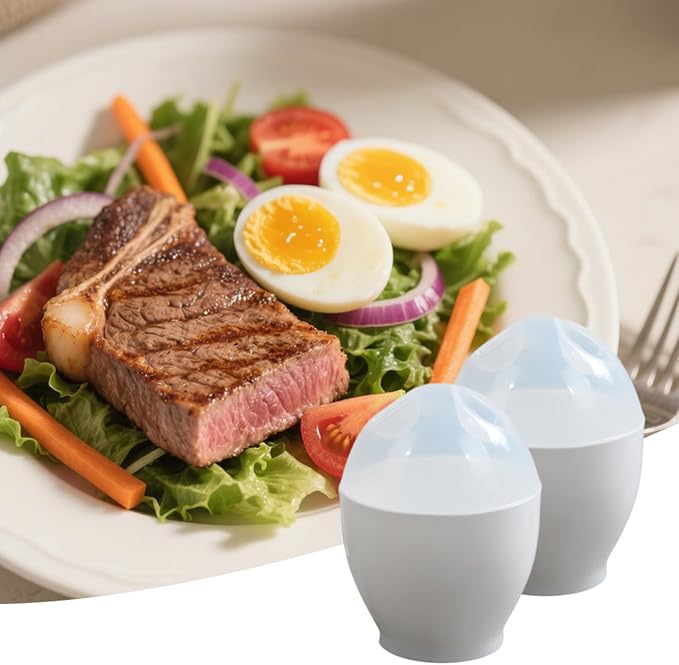 TopHomer 2 Pieces Microwave Boiled Egg Poacher Rapaid Egg Maker Cooking Accessories Kitchen Tool for Home Wedding Birthday