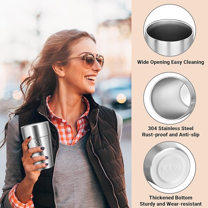 Stainless Steel Double Wall Cup, 16 oz Insulated Tumbler, 8 Pack Unbreakable Stackable Water Tumblers Insulated Metal Cup Premium Drinking Glasses for Travel Camping Home Outdoor