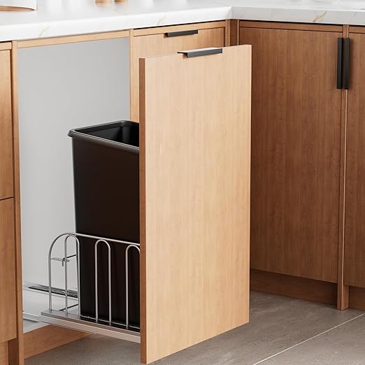 Pull Out Trash Can Under Cabinet with Soft-Close Slides, Heavy Duty Under Sink Trash Can Kit for Kitchen, Garbage Can Not Included, Requires Minimum Cabinets Opening 14" W X 19" D
