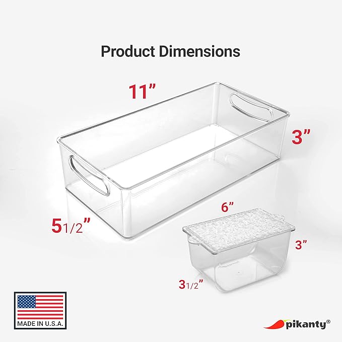 Pikanty Condiment Server Tray with 3 Removable Containers and Lids - Compact Sundae Bar, Taco Night, Dip Tray, Kids Snack Station Organizer with Carry Handles, Dishwasher Safe, Made in USA