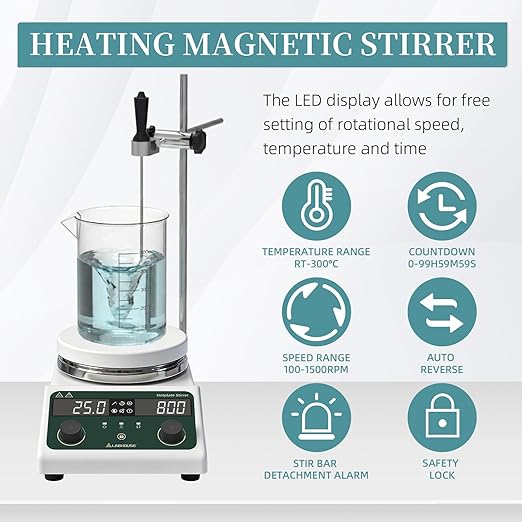 LHS-300PRO Magnetic Stirrer Hot Plate with Probe - 5L Capacity, 300°C, 100-1500 RPM, 5.5" Hotplate