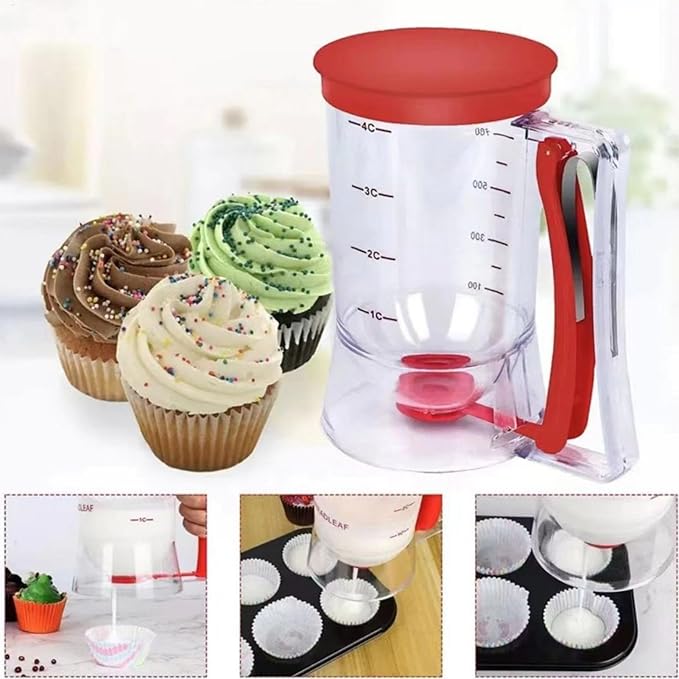 Pancake Batter Dispenser - Batter Separator Maker With Measuring Label - Handheld Batter Funnel Separator - 900ml Batter Pourer Dispenser - Pancake Maker Separator For Pancakes, Cupcakes