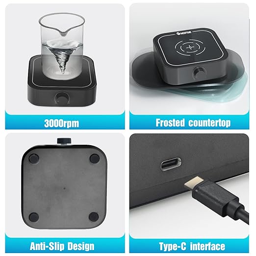 Magnetic Stirrer 3000rpm, Magnetic stir Plate with Stir Bar, Mini Magnetic Mixer Stirrer Max Stirring Capacity 3000mL, Lab Stirrers (No Heating)