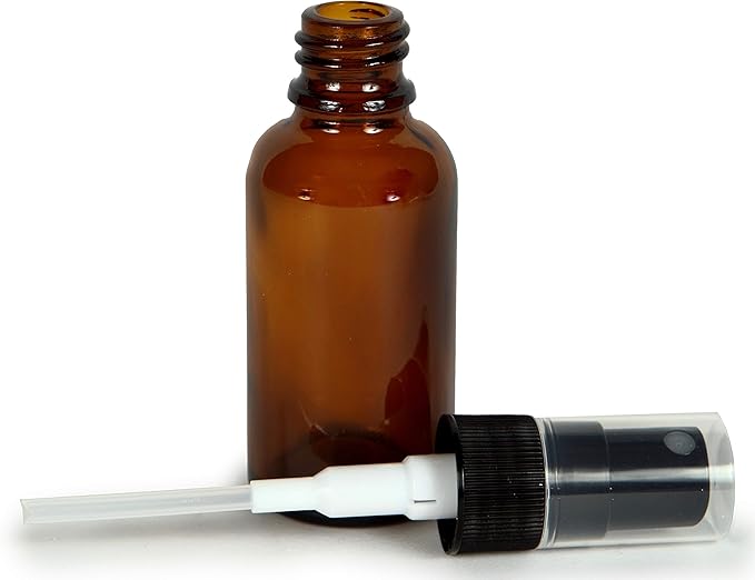 Vivaplex, Amber, 1 oz Glass Bottles, with Black Fine Mist Sprayers - 2 pack