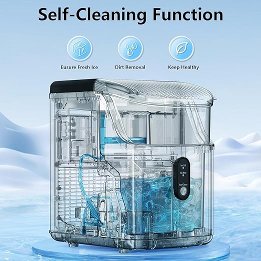 Antarctic Star Nugget Ice Maker Countertop, Chewable Nugget Ice Machine with One-Touch Operation, Self Cleaning, Fast Ice Making 34Lbs/24H, for Office/Home/Bar, Black