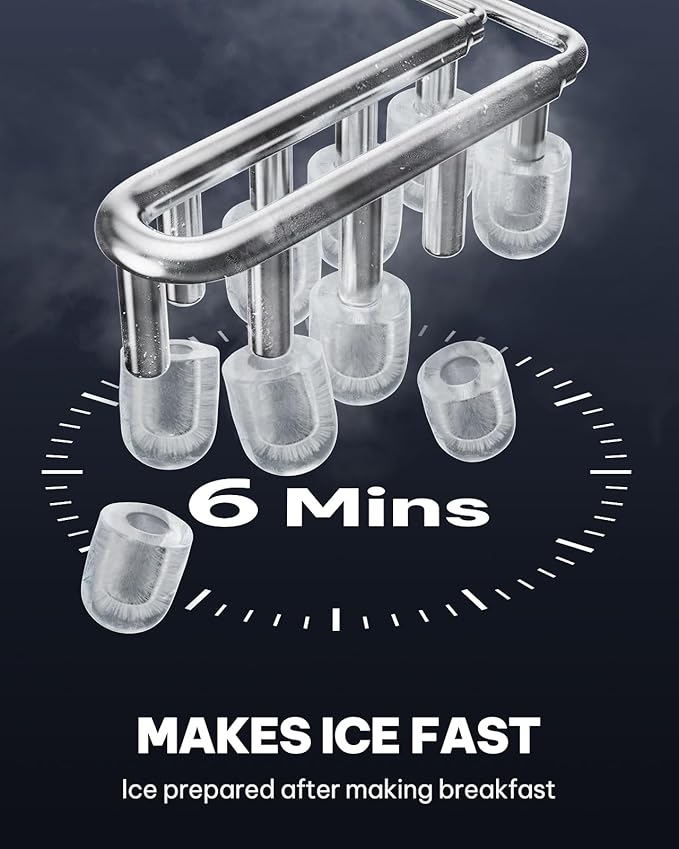 Silonn Ice Maker Countertop, Portable Ice Machine with Carry Handle, Self-Cleaning Ice Makers with Basket and Scoop, 9 Cubes in 6 Mins, 26 lbs per Day, Ideal for Home, Kitchen, Camping, RV