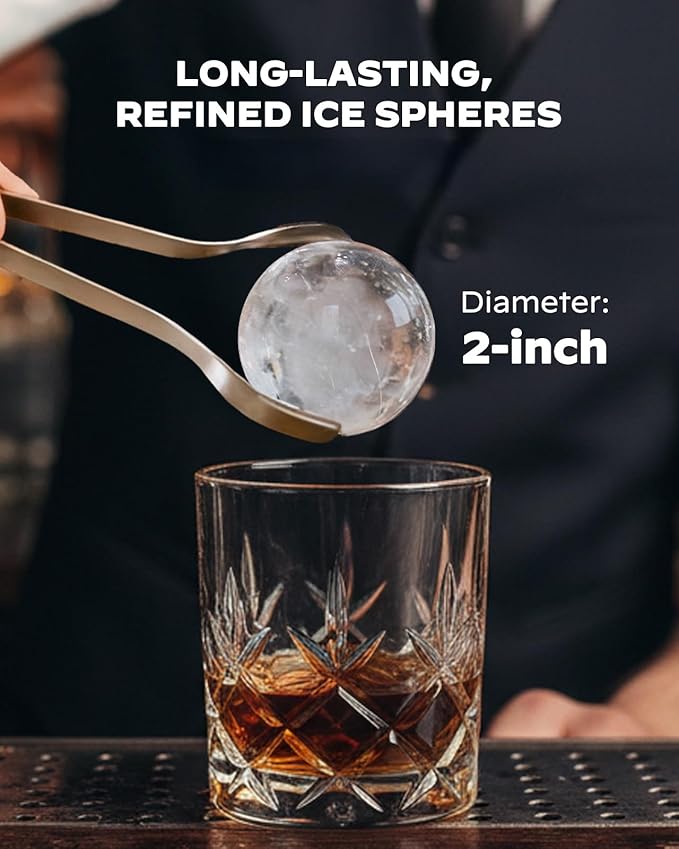 Silonn 2″ Sphere Ice Maker, Clear Ice Ball Maker with Slow-Melting, 4 pcs in 35 Mins, 144 pcs/Day, Crystal Sphere & Rapid Sphere Technology, Self-Cleaning Ice Maker Countertop Ideal for Whiskey