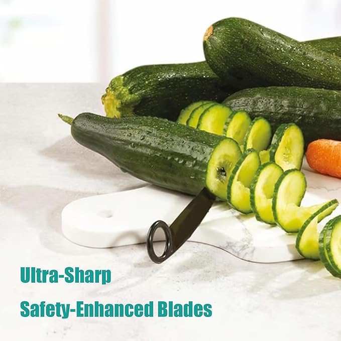 4 Piece Kitchen Spiral And V-Shaped Tools, vegetable peeler,crinkle cutter knife, Multifunctional Kitchen Set, Stainless Steel Manual Kitchen Tools for Creative Food Decoration(black