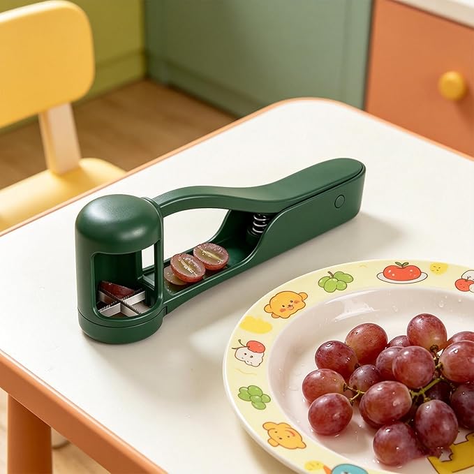 Grape and Cherry Tomato Cutter, Fruit Slicer Handheld, One Second Fruit Slicer for Cherry Tomatoes, Ideal for Grapes, Cherry Tomatoes, Strawberries, Blueberries, And Small Fruits (F)