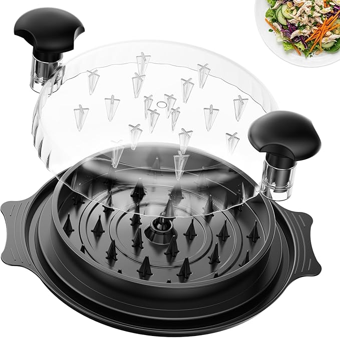 10" Chicken Shredder with Tray, Large Meat Shredder Tool Twist with Brush,BPA Free Meat Grinder, Visible Chicken Shredder Machine, Strong Anti-Slip Strip, Suitable for Pork, Beef, Chicken (Black)
