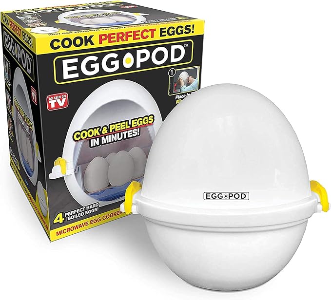 Eggpod by Emson Egg Cooker Wireless Microwave Hardboiled Egg Maker, Cooker, Egg Boiler & Steamer, 4 Perfectly-Cooked Hard boiled Eggs in Under 9 minutes As Seen On TV