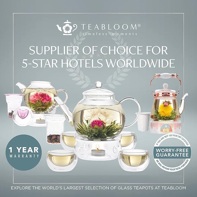 Teabloom Double Walled Borosilicate Glasses – Set of 2 Insulated Glass Cups for Tea, Coffee and More - 8 oz / 240 ml – Canterbury Bells Collection