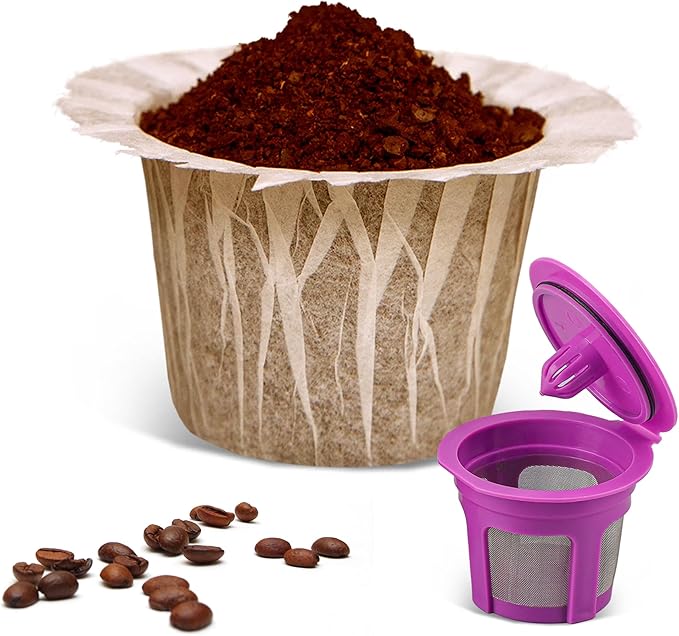 Haetyly Disposable Coffee Filters,300 Count Coffee Paper Filters Natural Compatible with Keurig Single Serve 1.0 and 2.0, Fits Reusable K Cup Filters