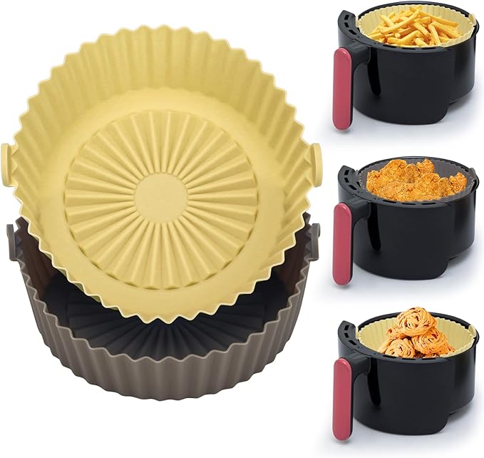 2 Pack Air Fryer Silicone Pot, Windspeed 6.3 Inch Air Fryer Reusable Liners Round Air Fryer Reusable Bowl Replacement of Parchment Paper Liners, Use for Baking Roasting Microwave Frying