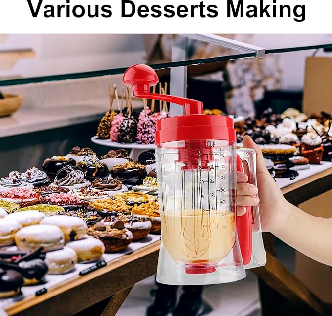 Pancake Batter Dispenser Hand Held Manual Pancake Dispenser for Batter, Cupcake Blender Machine Baking Tool for Cakes Waffles Batters