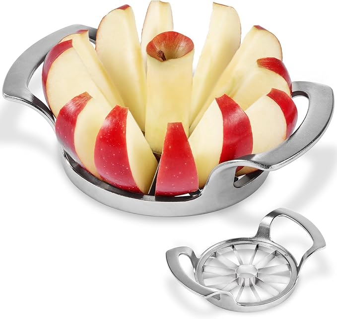 Apple Slicer and Corer,12-Blade Sharp Stainless Steel Fruit Cutter-Frosted Handle Comfortable to Use,Apple Core Remover Tool