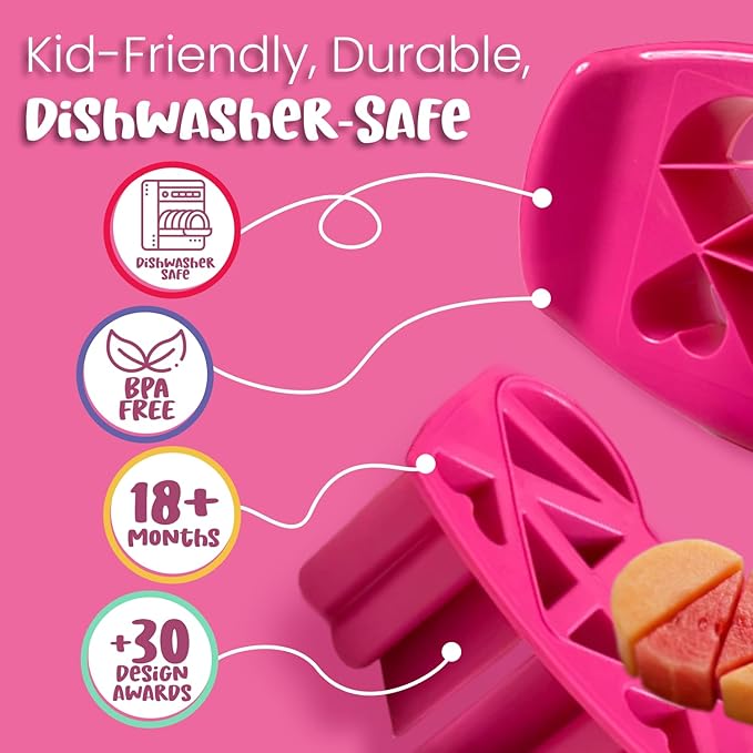 FUNBITES Crustless Sandwich Cutter for Kids Lunch (2-piece set), Uncrustable Sandwich Cutter, Bite-Size Food Cutter for Toddlers, Bento Box Accessories, BPA-FREE Dishwasher Safe, Pink Hearts 1pk