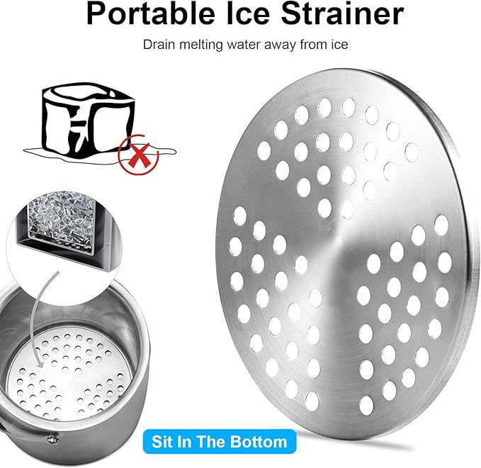 Ice Bucket with Lid, Scoop, Tongs and Strainer - Well Made Insulated Stainless Steel Keep Ice Frozen Longer - Ideal for Cocktail Bar, Parties, Chilling Wine, Champagne - 3 Liter (Stainless Steel)