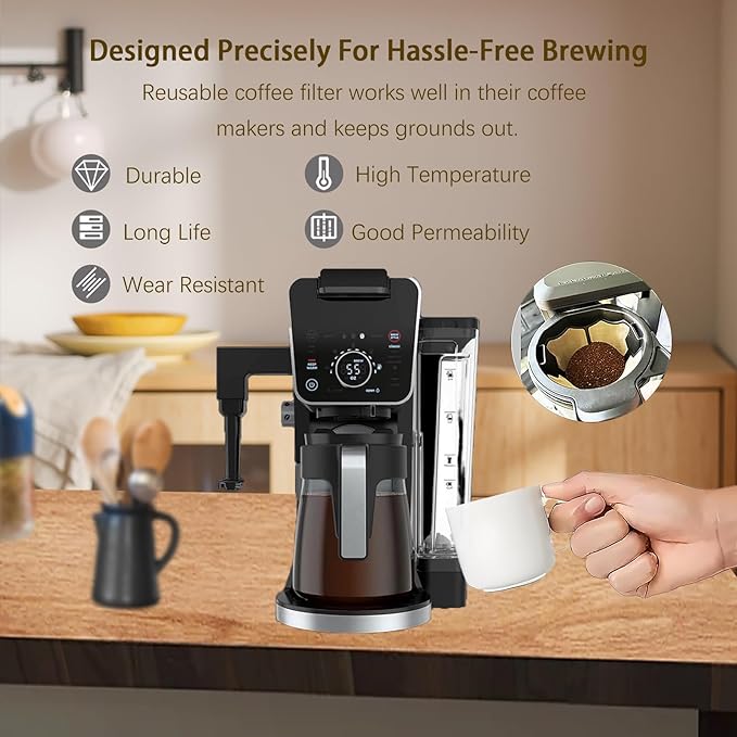 Permanent Coffee Filter for Ninja Brewers, Reusable #4 Cone Coffee Filter Compatible with Ninja Coffee Makers CFP201 CFP300 CFP301 CFP305 CFP307