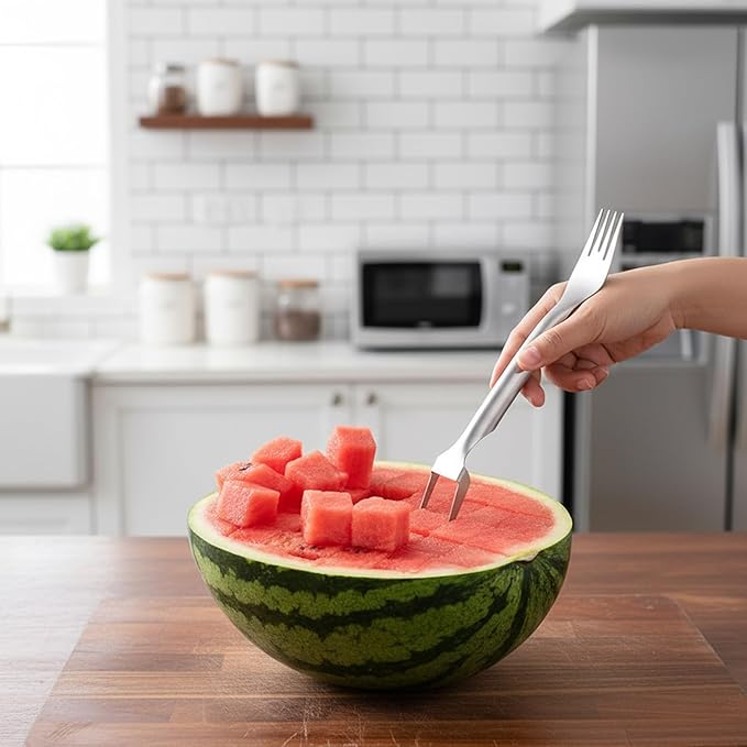 3PCS 2-in-1 Watermelon Cutter, Stainless Steel Watermelon Cutter Slicer Tool, Efficient Fruit Preparation for Family Gatherings and Outdoor Picnics