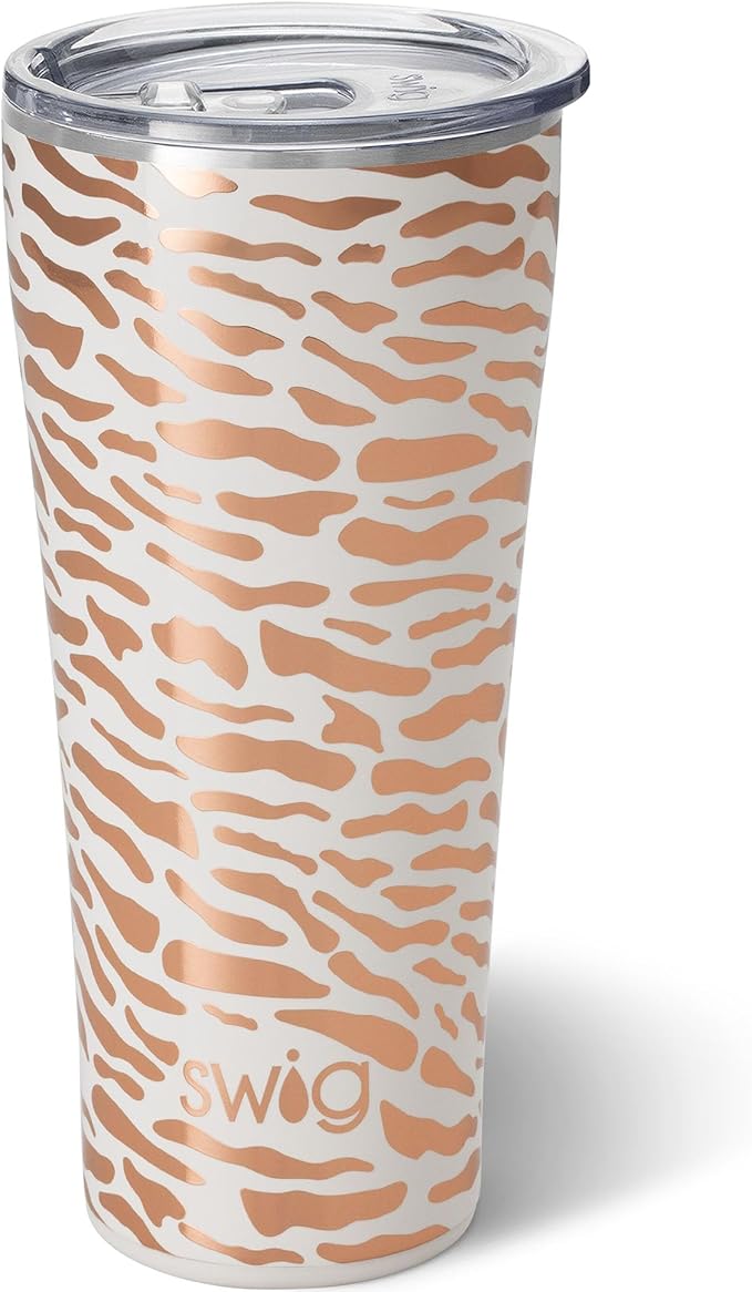 Swig Life 32oz Insulated Tumbler, Travel Coffee Tumbler with Lid, Cup Holder Friendly Travel Coffee Mug, Stainless Steel with Lid (Glamazon Rose)
