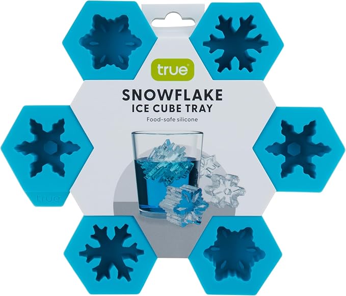 TrueZoo Snowflake Silicone Ice Cube Tray, Flexible Ice Mold for Whiskey, Cocktails, Jello Shots, Chocolates, Desserts, Crafts, Frozen Treats, Kitchen & Home Bar Gifts, Set of 1, Blue