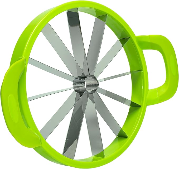 KOLORAE Extra Large Watermelon Slicer, Stainless Steel Cutter with Durable Easy Grip Handles, Round Divider to Easily Cut Fruits, Slices Melons up to 10in.