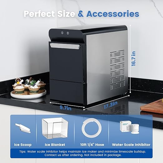 Gevi V2.0 Nugget Ice Maker, 38lbs/24H Countertop Pellet Ice Machine with Self-Cleaning, Energy-Efficient, Chewable Pebble Ice Maker for Home Kitchen, Office, Great Gift