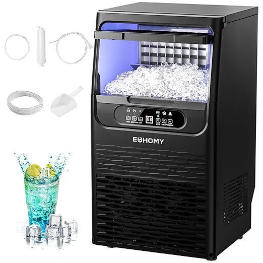 EUHOMY Commercial Ice Maker Machine,80lbs/24H,36 Ice Cubes in 8-12 Mins,Under Counter Ice Maker with Water Filter,12lbs Storage Capacity,Freestanding Ice Machine for Home/Bar/Cafe/Restaurant