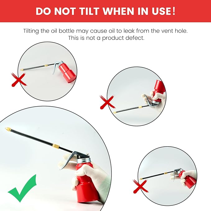 2-Pcs Oil Can Hand Pump Oiler Metal Pump Oil Can 8oz. (250ml) with Metal Straight & Long Flex Spout