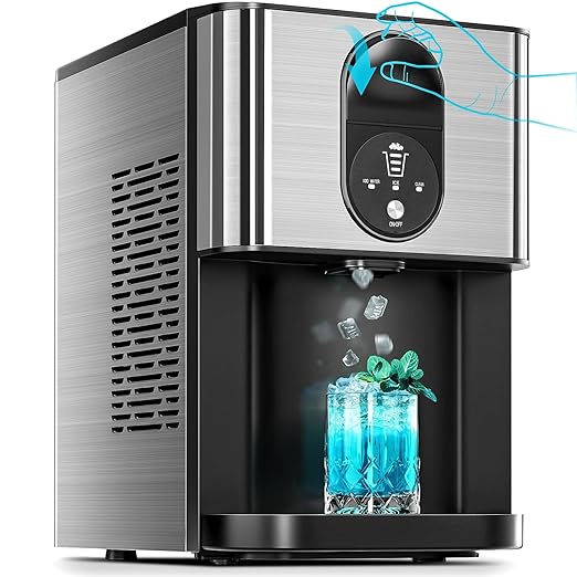 Kismile Countertop Nugget Ice Maker, 44lbs/24H Soft Chewable Pebble Ice Machine with Self-Cleaning and One-Click Operation, Compact Pellet Ice Maker for Home & Kitchen (Silver)