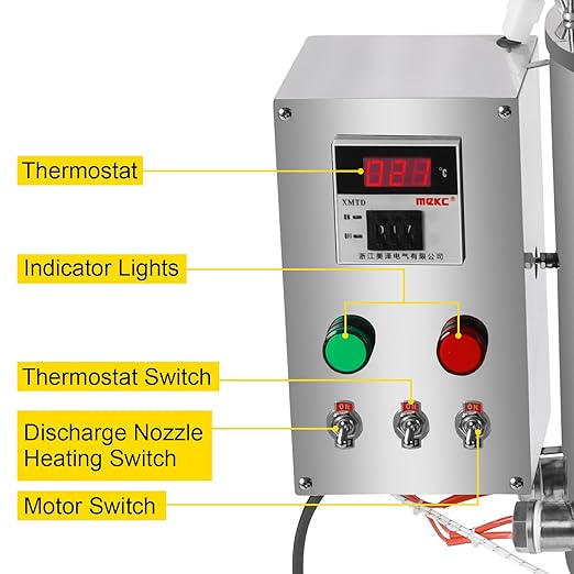 120W 110V Heated Mixing Tank, Stainless Steel Heating Stirring Pot with Stirrer & Temperature Control, for Lipstick Filling, Candle Making, Melting Shoe Polish Ointment Petroleum Jelly (30L)