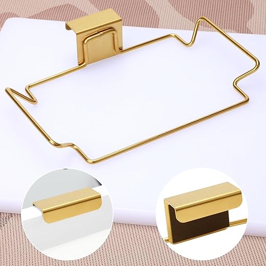 2 Pcs Large Stainless Steel Trash Bag Holder for Kitchen Cabinets Doors and Cupboards, Under Sink, Garbage, Kitchen Waste Can, Trash Cans, Gold