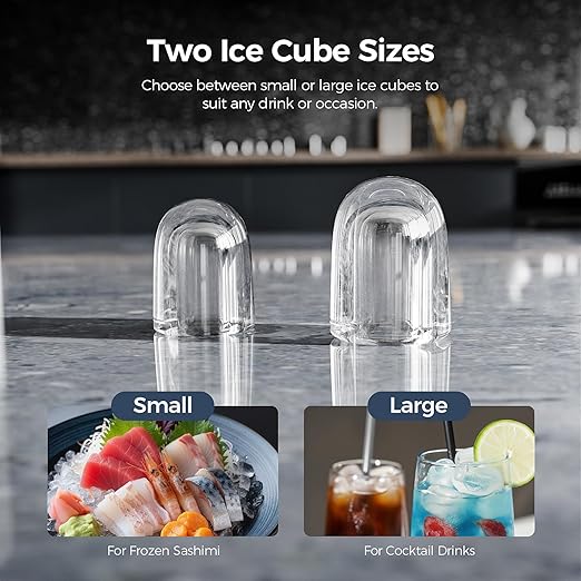 Antarctic Star Pro-Grade Countertop Ice Maker, 9 Cubes in 6 Mins, 26lbs/Day, Self-Cleaning, 2 Sizes, Ultra-Quiet for Home Bar, Kitchen, Office & Entertaining