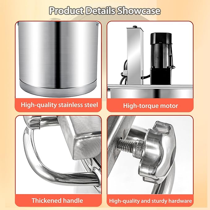 Electric Jam Mixer - Stainless Steel Automatic Pot Stirrer with 4-Blade Mixing Scraper, for Soup, Chili Sauce, Beverage, Jam & Porridge, One-Touch Operation, Commercial Food Mixing Machine (Model 30)