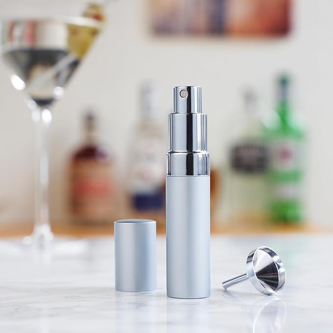 True Martini Atomizer Bar Mister – Spray Bottle for Gin & Vodka Martinis, Refillable Vermouth Spritzer for Bitters and Absinthe, Travel Perfume & Essential Oils Sprayer, Glass Canister with Funnel