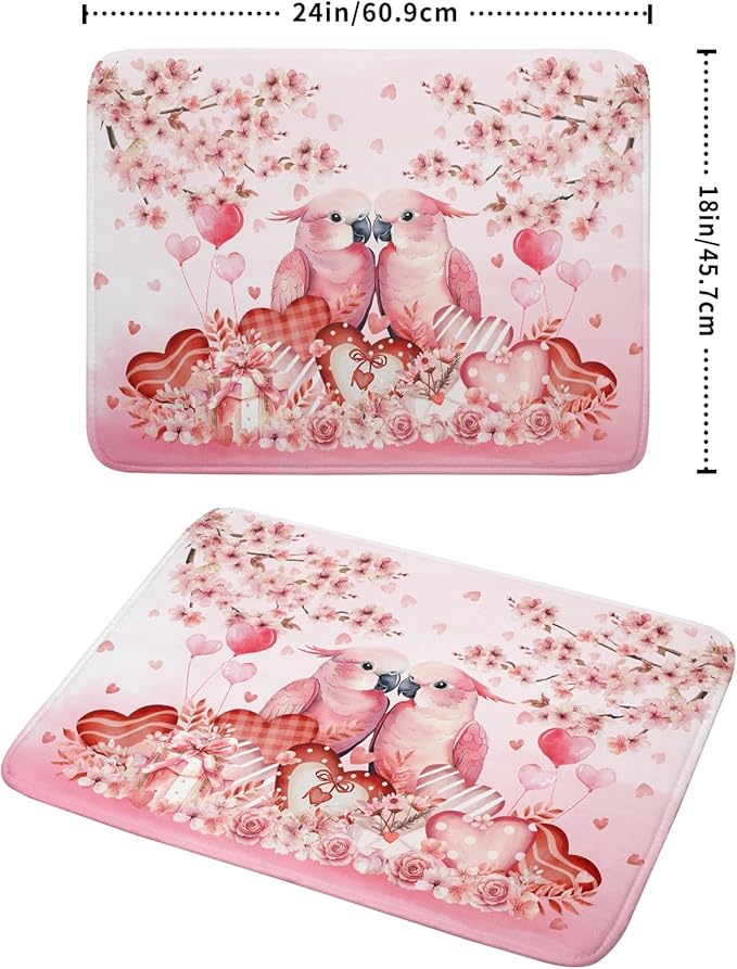 Red Bird Dish Drying Mat Large Absorbent Microfiber Dish Drying Pad for Lover Holiday Decor