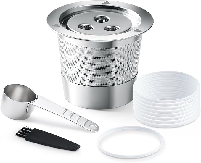 Stainless Steel Reusable Ninja K Cups Pods Compatible with Ninja CFP201 CFP301 Dual Brew Pro Machine 3 Hole Refillable Coffee Pods Permanent K Cups Filters Coffee Accessories