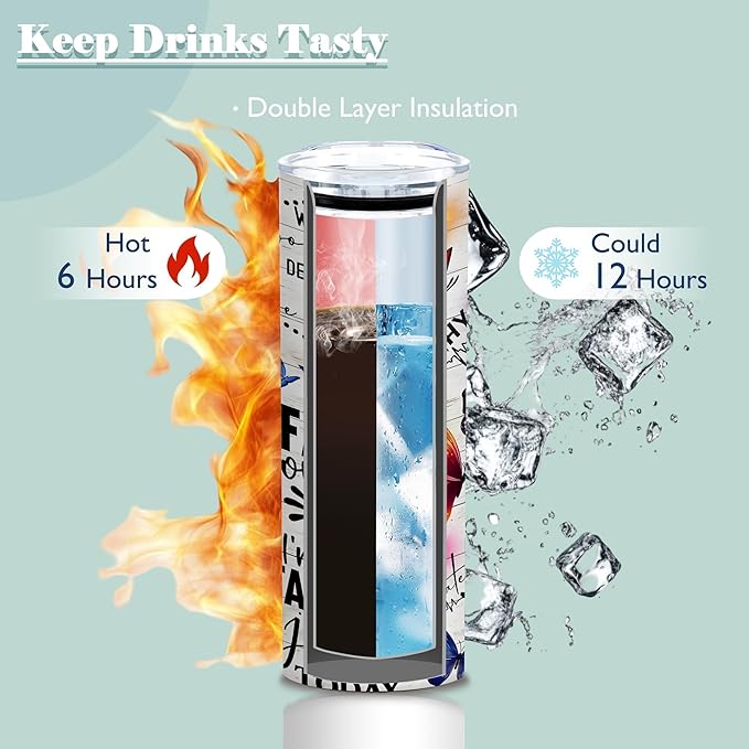 Christian Tumblers Bible Verse Faith Affirmations,Inspirational Christian Tumbler for Women,20 Oz Insulated Stainless Steel Skinny Iced Coffee Tumblers with Lid,Gifts for Friend,Women,Girls,Mom,1 Pcs