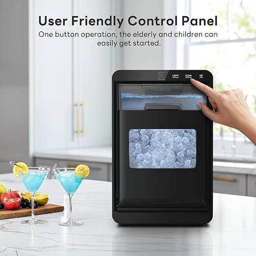 Kismile Nugget Ice Maker Countertop, 44Lbs/Day Sonic Ice Machine, Fast Ice Ready in 10–14 Mins, 2026 Upgraded Small Ice Maker with Self-Cleaning for Home, Party, RV & Office