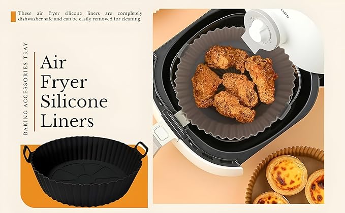 SAMNATE 3pcs Air Fryer Liners reusable - silicone air fryer liners, AirFryer Accessories, Air Fryer Silicone Liner - reusable airfryer liners - air fryer pans - airfryer liners