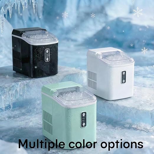 NEWBULIG Nugget Ice Makers Countertop, Portable Nugget Ice Machine, Ready in 6 Mins, 24lbs in 24Hrs, Auto-Cleaning, with Basket and Scoop, for Home, Kitchen, RV, Camping, Green